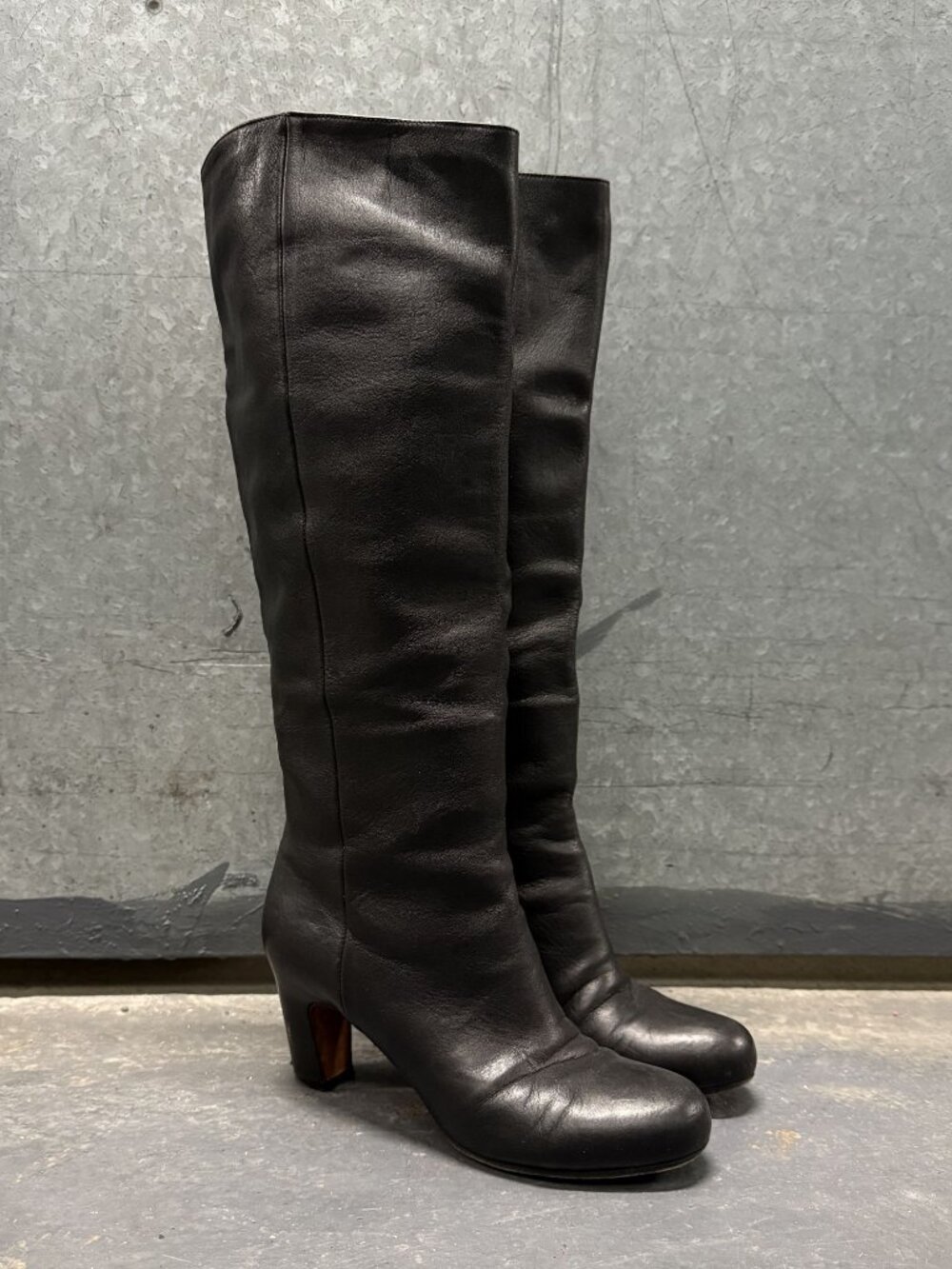 MAISON MARTIN MARGIELA Black Leather Knee High Boots
